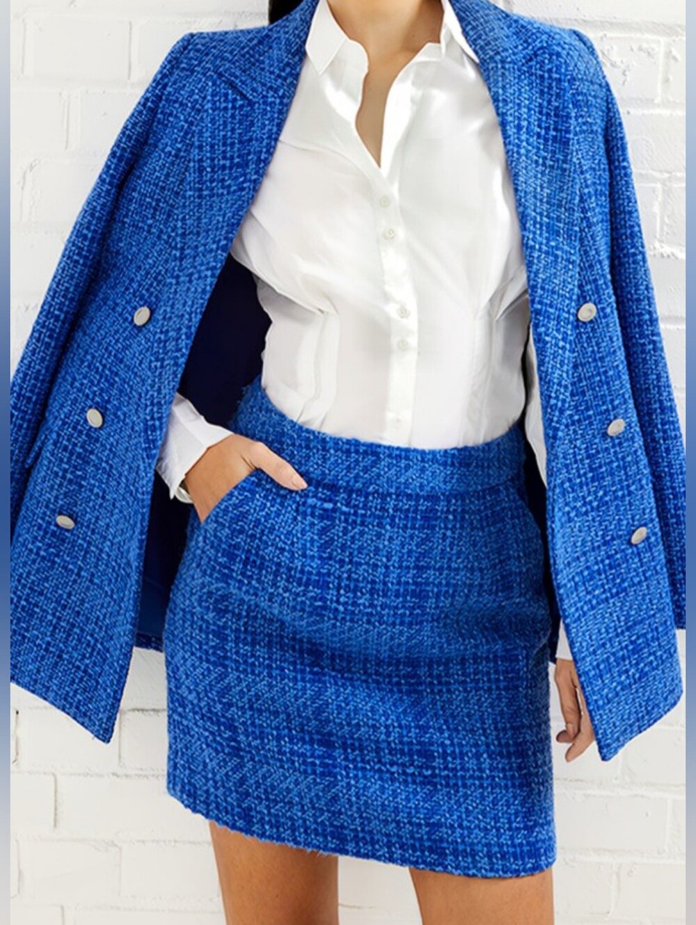 French Connection Azzurra Tweed Plaid Mini Skirt Blue NWT MSRP $98 size 2